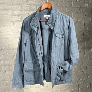 Merona 100% Cotton Gray Tie Waist Utility Jacket